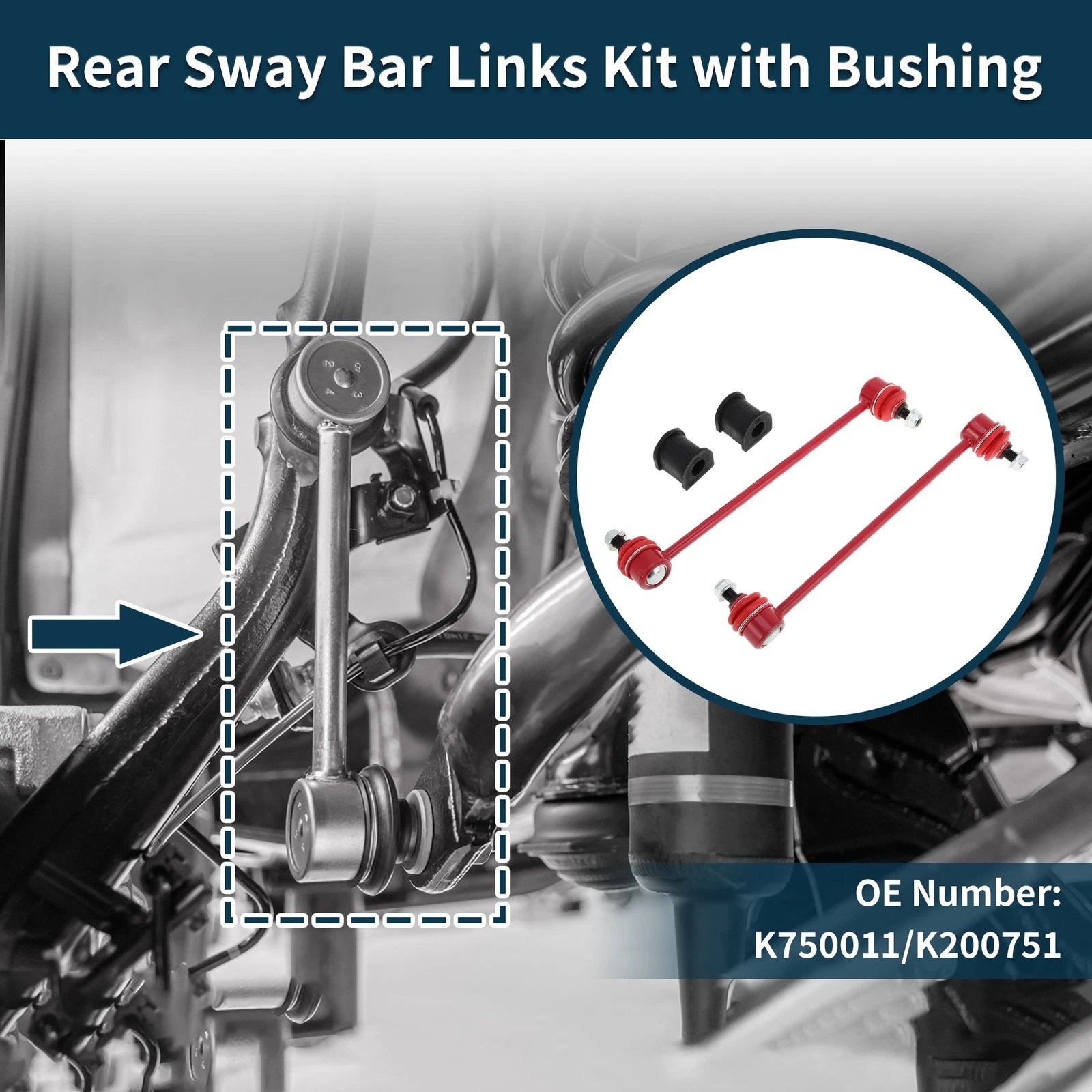 Rear Stabilizer Bar Links with 2 Pcs Bushing for Toyota Camry (2005–2015)