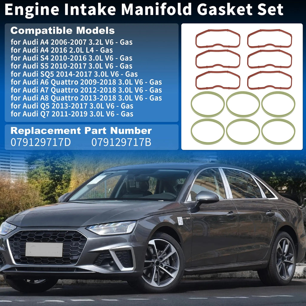 Upper Lower Intake Manifold Gasket Set for Audi A4 (2006–2007)