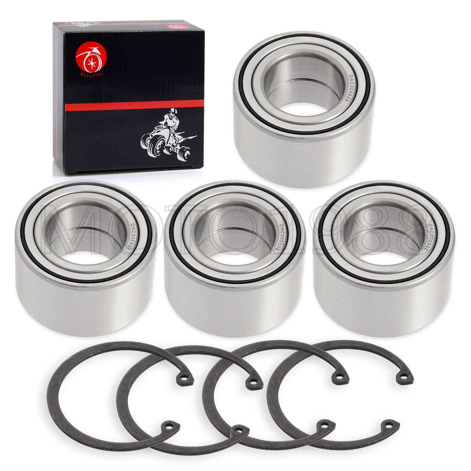 Set of 4 Wheel Bearings 30x55x32mm + Circlip for Yamaha Grizzly 550 660 700