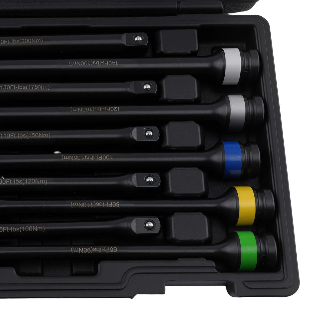 10pc Torque Limiting Bar Set for 1/2" Drive (65 to 150 Ft-Lbs)