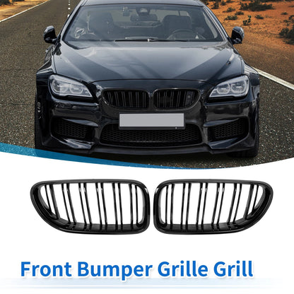 Hood Kidney Grill Front Grille Cover for BMW F06 (2012–2018) Glossy Black
