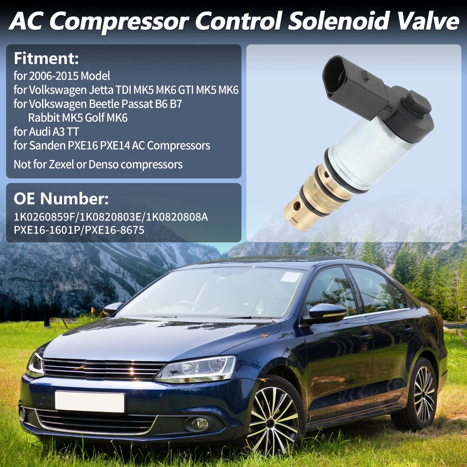 AC Compressor Control Solenoid Valve Replacement for Volkswagen Audi (2011–2018)
