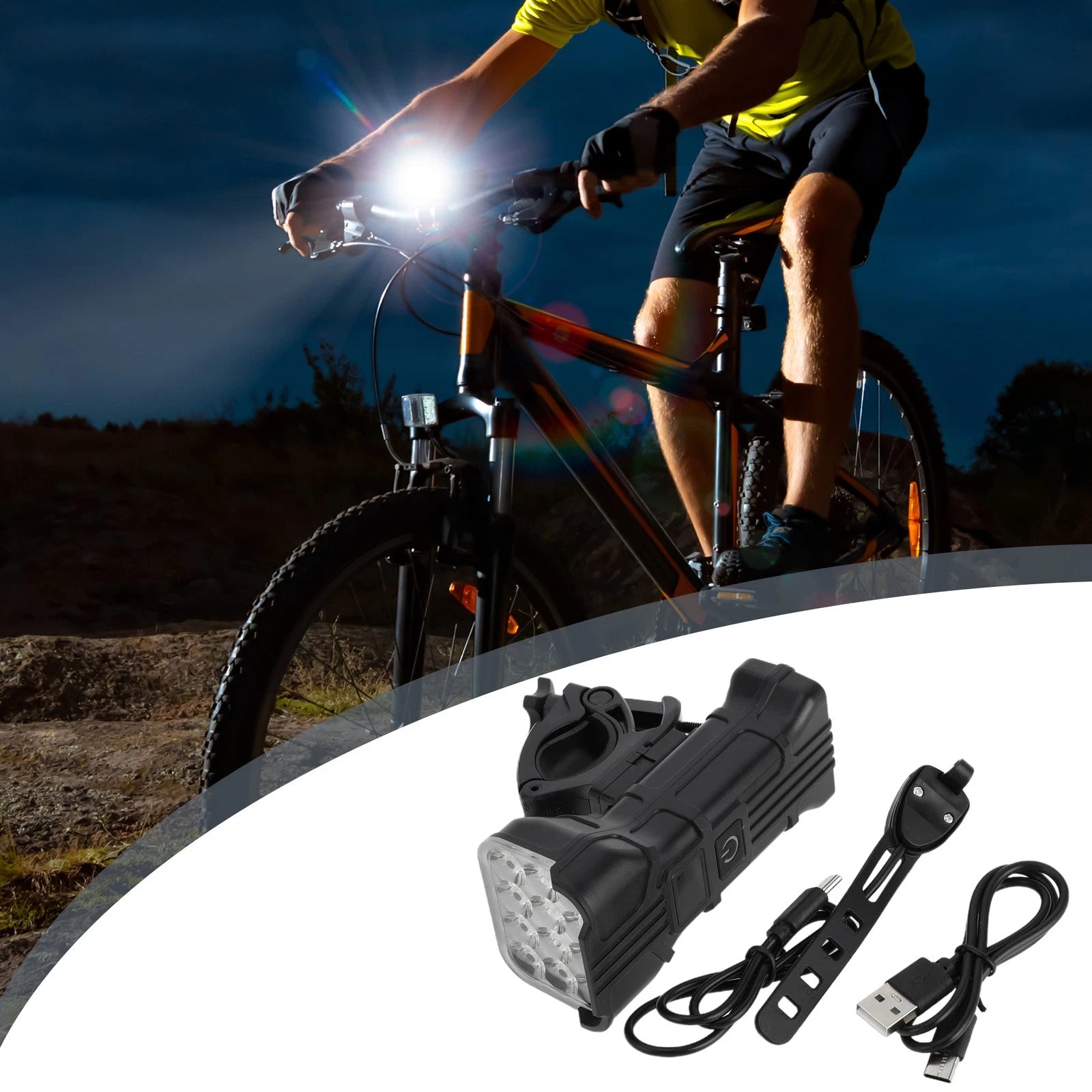 Bicycle Headlight 1000 Lumens 5 Modes USB Rechargeable IPX6 for 3-in-1