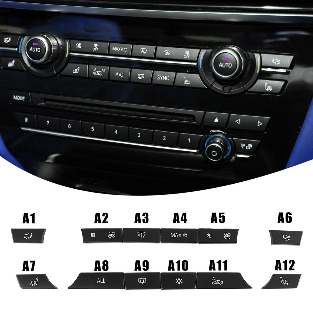 12pcs Air Conditioning Control Switch Button Caps for BMW 5 6 7 (2011–2019)