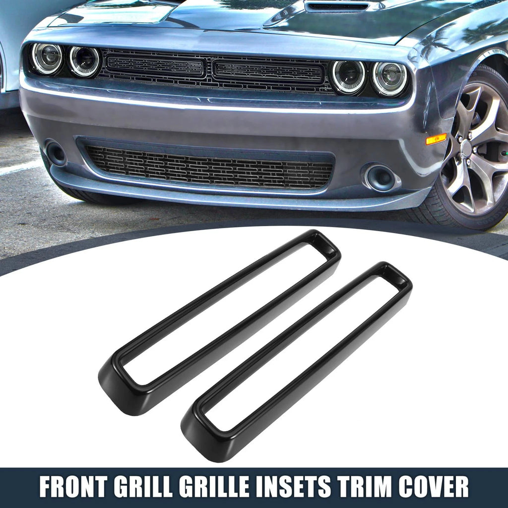 Front Grill Insert Set Black Replacement for Dodge Challenger (2015–2020)