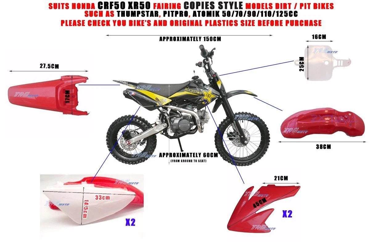 Fender Fairing Kit for Honda CRF50 (2004–2023) - Blue