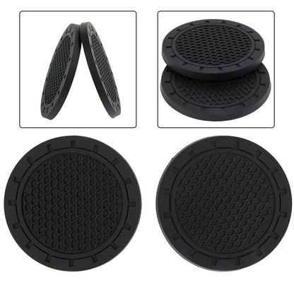 2X Black Rubber Cup Holder Pads for Auto Interior Accessories