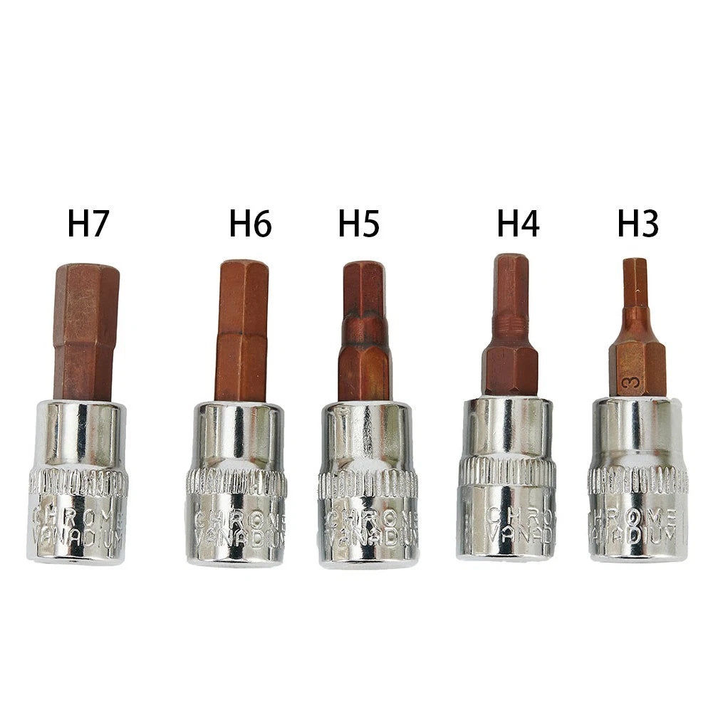 Set of 5 Screwdriver Bit Sockets for Hex Drivers H3-H7