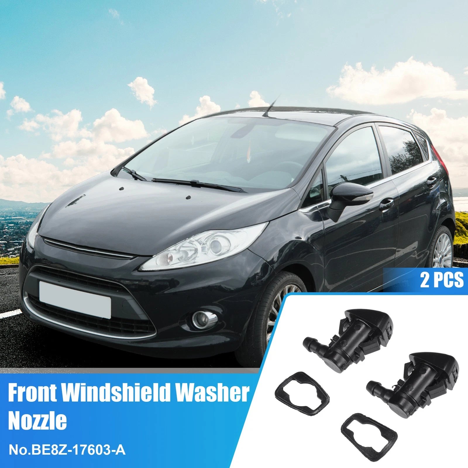 2X Front Windscreen Washer Nozzles with Gaskets for Ford