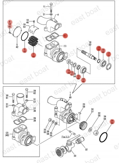 Pump Internal Major Repair Kit for Yanmar 6LP 6LPA Series Models 119773-42600
