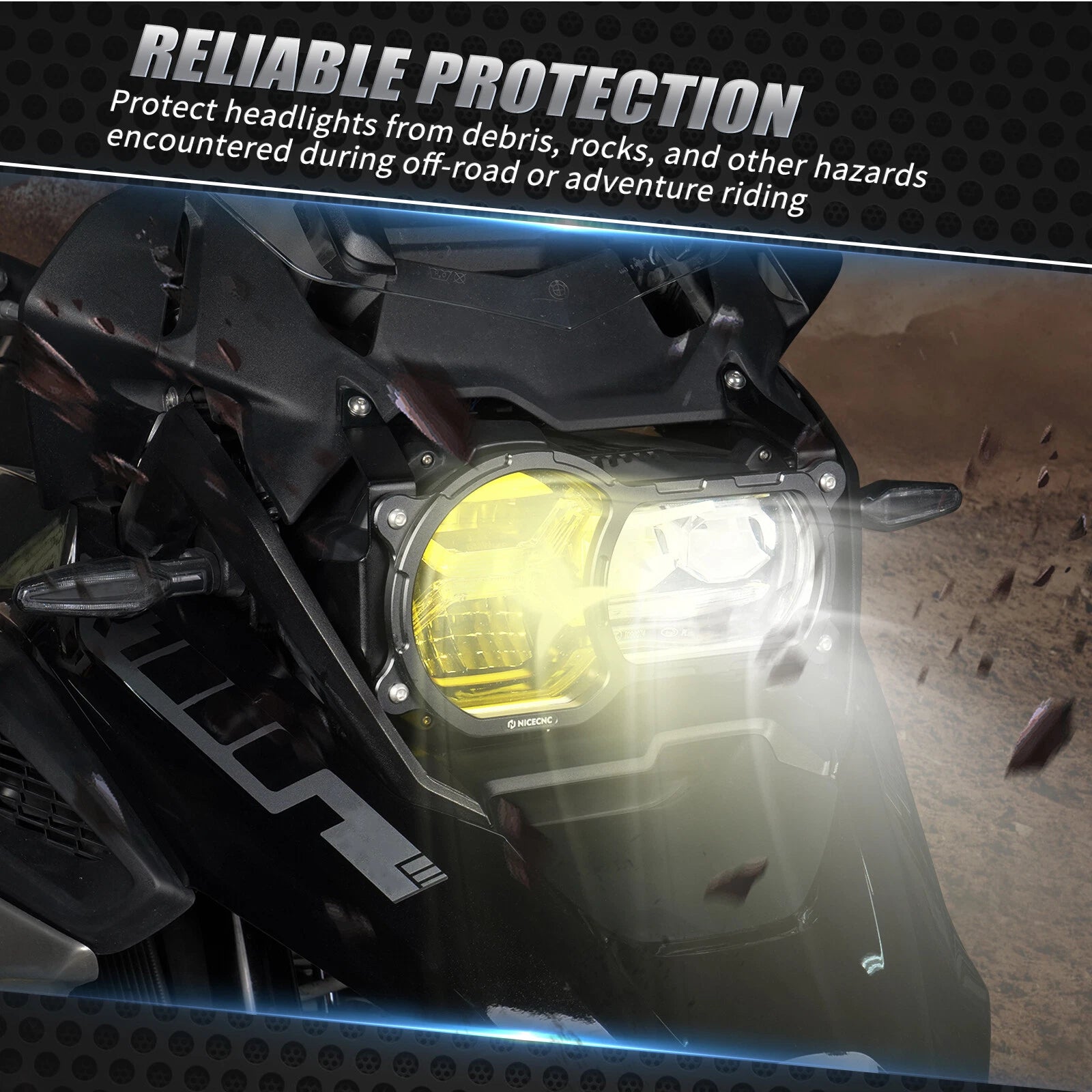 Headlight Protector for BMW R1250GS (2020–2023) - Clear/Yellow PC Boards