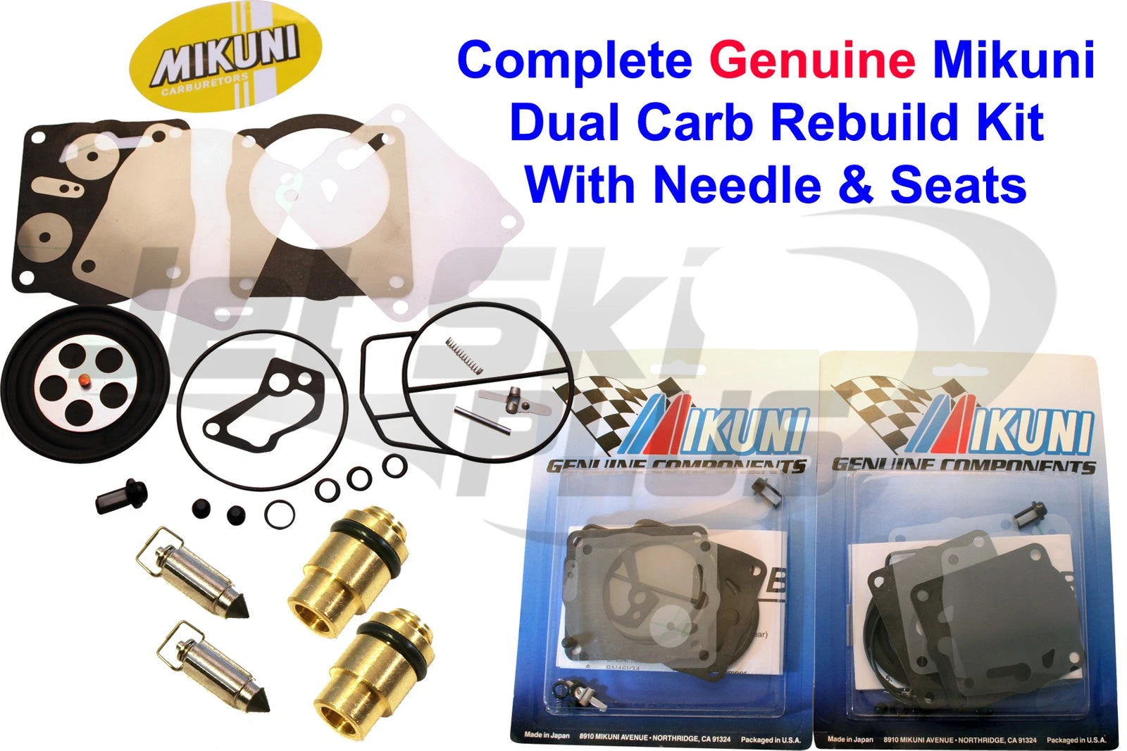 Mikuni Dual Carburetor Rebuild Kit & Needle/Seat for Yamaha GP XL XLT 800 (1998–2001)