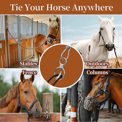 Horse Tie Ring with Eye Bolts and Snaps for Horses (Universal Fit)