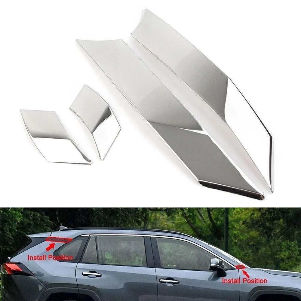 Chrome A C Pillar Post Molding Cover for Toyota RAV4 (2019–2021)