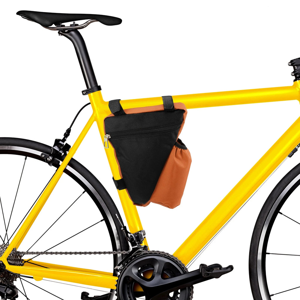 Triangle Frame Bag with Bottle Holder Storage Bag for Mountain Bike Orange