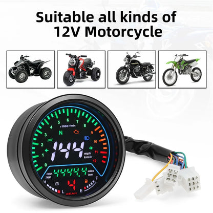 12V LCD Digital Speedometer Odometer Tachometer Gauge for Motorcycle