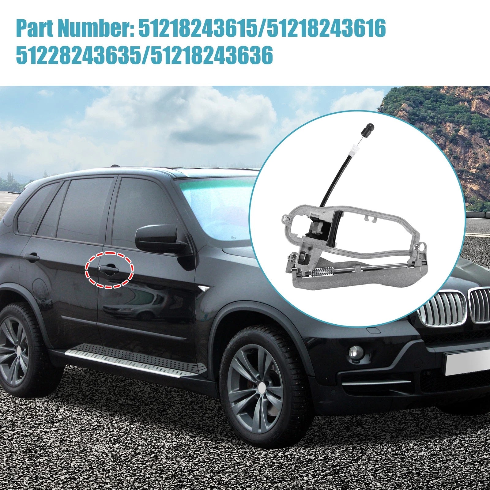 Set Outside Door Handle Carrier Front Rear Left Right for BMW X5 E53 (2000–2006)
