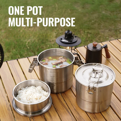 Stainless Steel 3L Cookware Pot for Camping (Lightweight, Portable, 304 Grade)