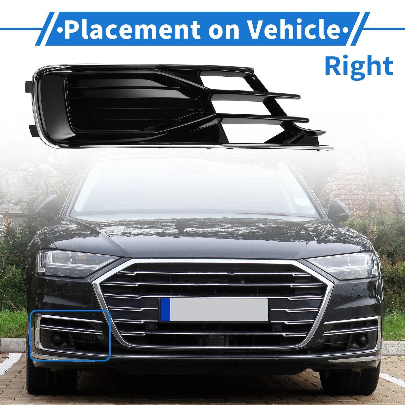 Front Right Fog Light Grill Replacement for Audi A6 (2016–2018)