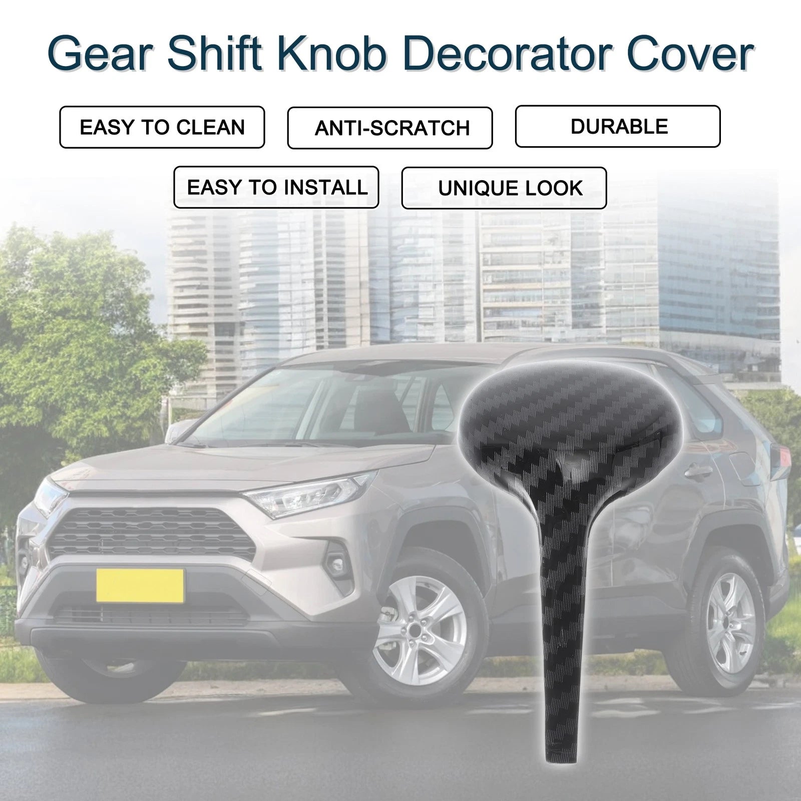 Gear Shift Knob Decor Cover for Toyota RAV4 Corolla Vios (2014–2018) Black