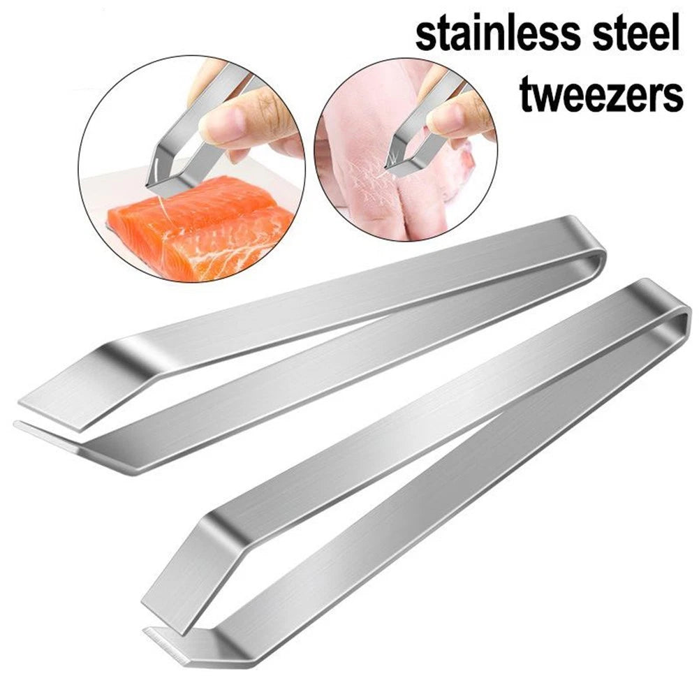 Fish Bone Tweezers Remover for Seafood Tools (Stainless Steel)