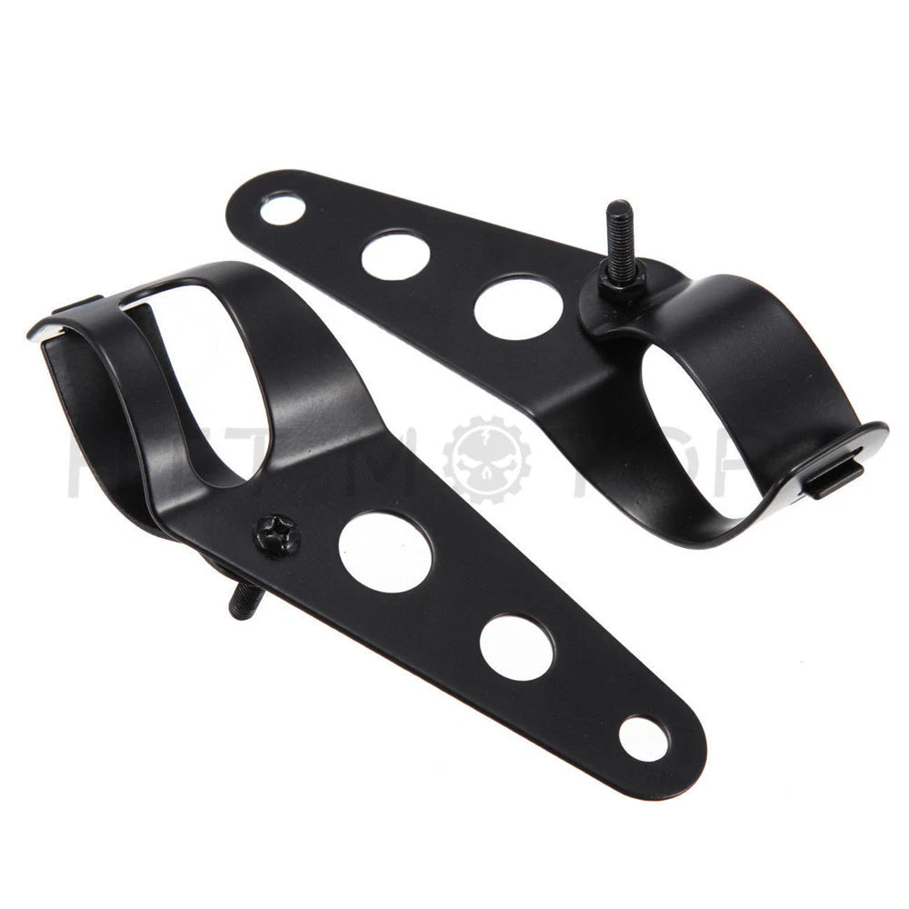 Side Mount Headlight Clamp Brackets for Motorcycle (34-46mm Fork Tubes)