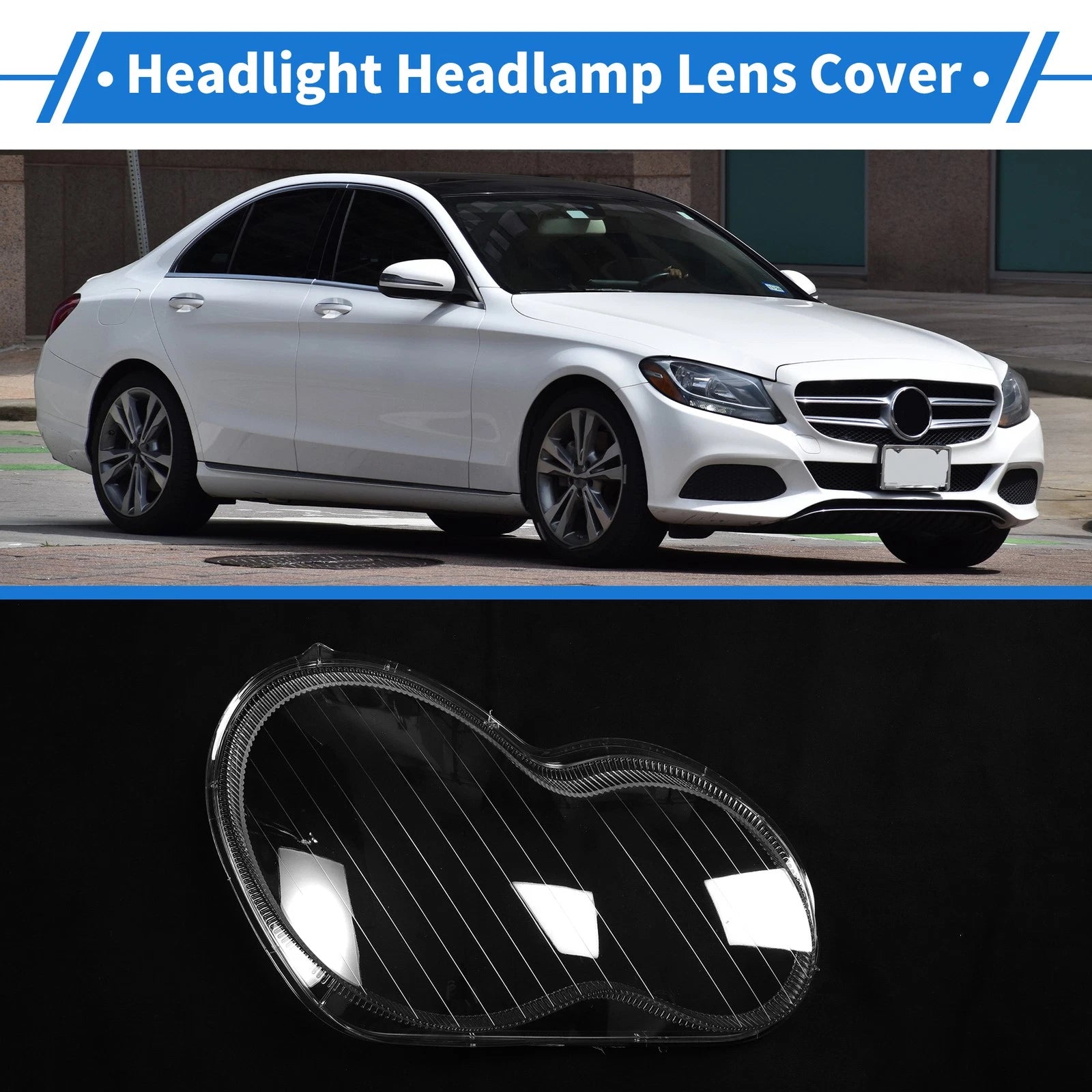 Headlight Lens Cover Front Right Replacement for Mercedes-Benz C-Class (2001–2017)