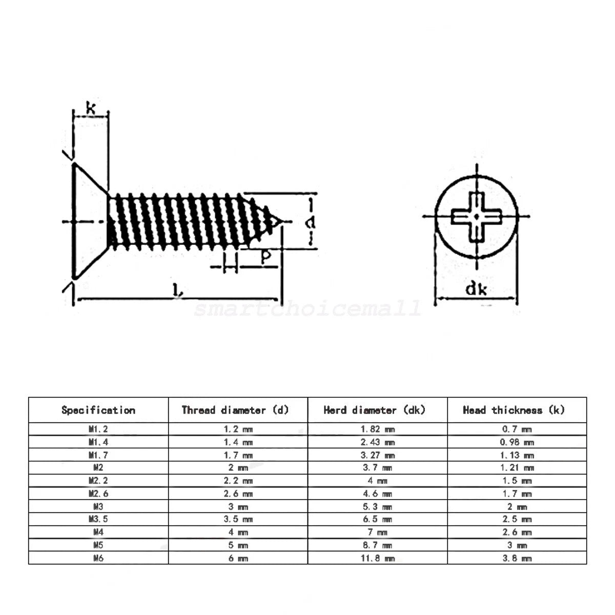 10pcs M3 M4 M5 M6 Stainless Steel Countersunk Phillips Head Screws