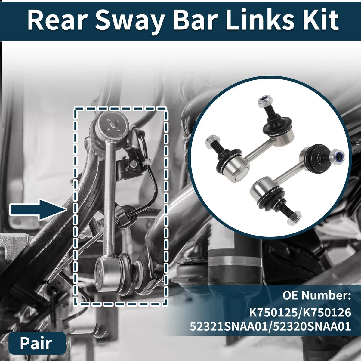 Set of 2 Rear Stabilizer Link Bushingless for Honda Civic (2006–2015)