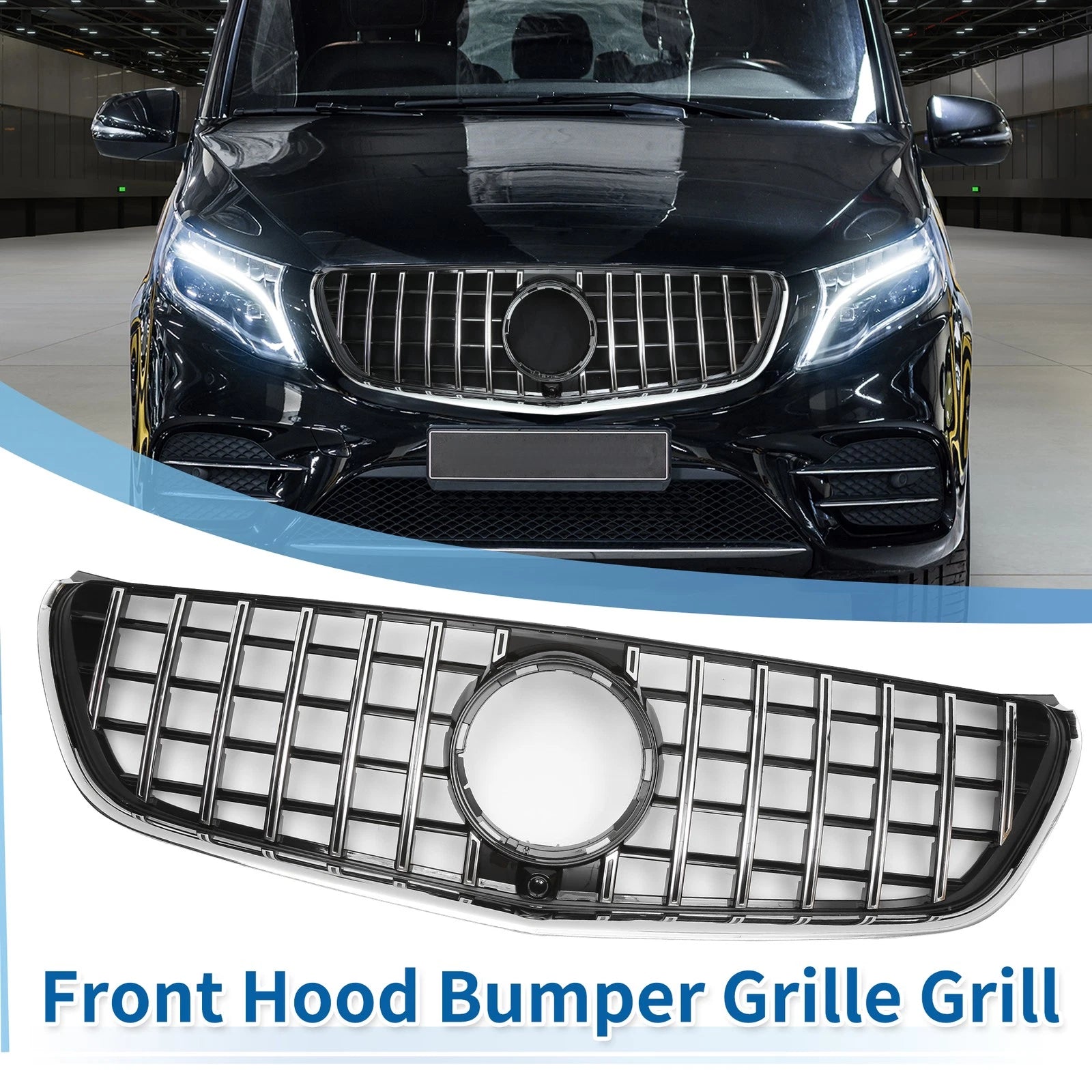 Front Upper Bumper Grille Grill Replacement for Mercedes-Benz V-Class W477 2020-2024
