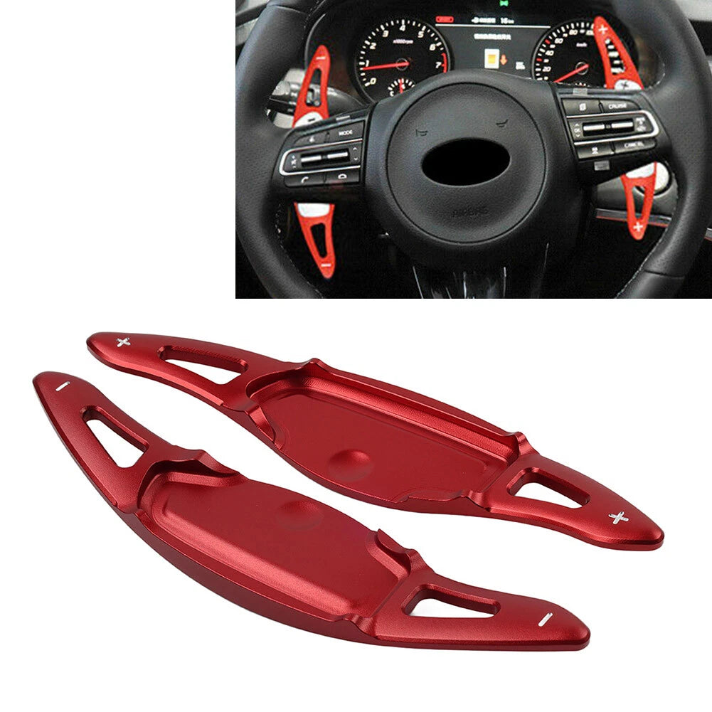 Red Aluminum Steering Wheel Paddle Shifter Extension for Kia Stinger (2018–2023)