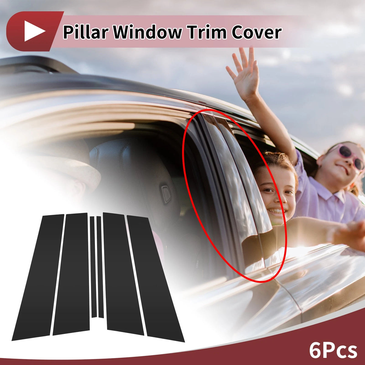 Window Trim Door Pillar Front Rear Left Right Set for Volkswagen T-Roc (2018–2022)