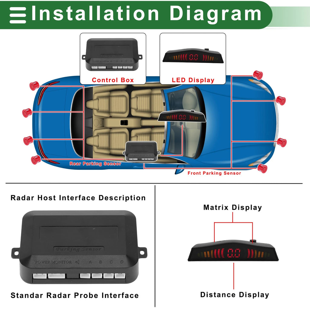 4X Reverse Backup Radar Sensors for Car Auto Vehicle