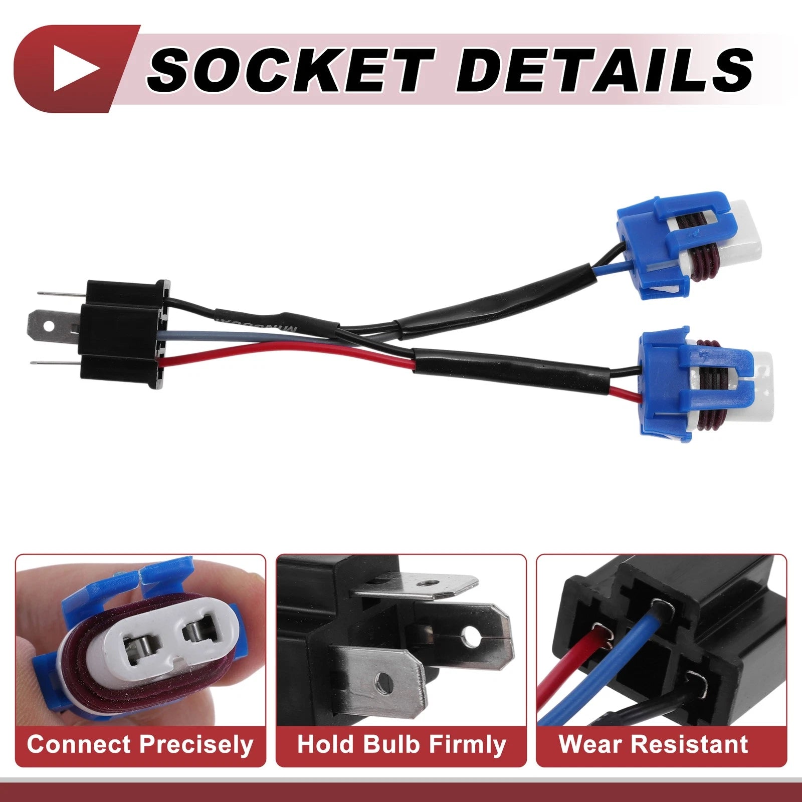 2X 9003 H4 Headlight Bulb Socket Holder Wiring Connector for
