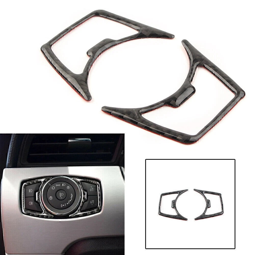 Carbon Fiber Car Headlight Switch Cover Frame Trim For Ford Mustang 2015-2019 cl