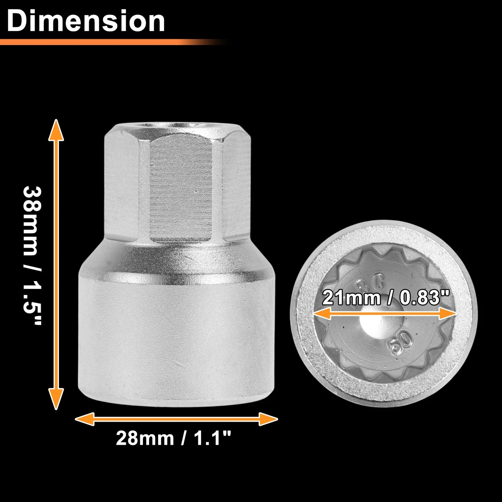 Wheel Lock Lug Nut for VW Touareg (2004–2017) - ABC50/14Pt, Key Socket Tool