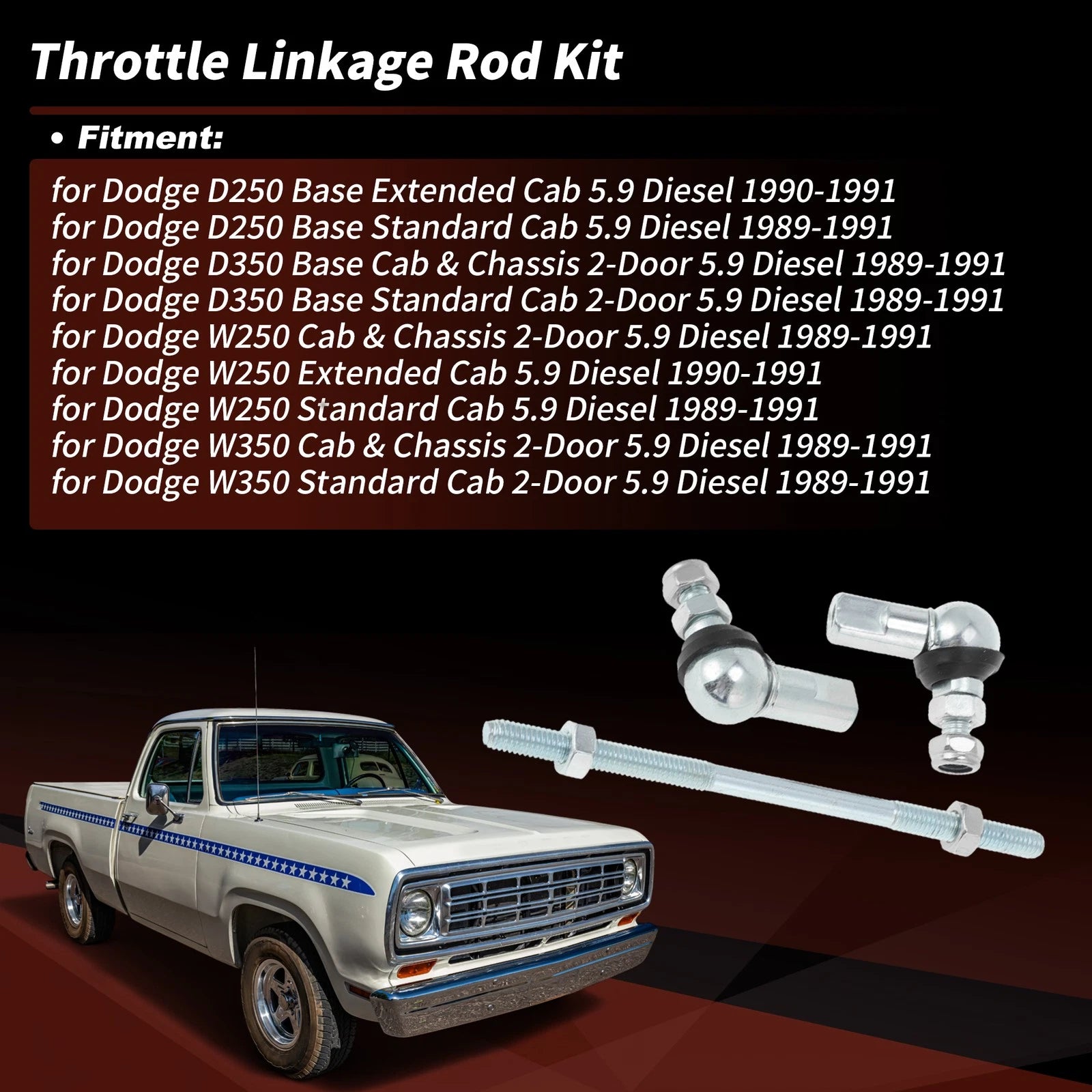 Throttle Linkage Rod Replacement for Dodge D250 D350 (1989–1991)