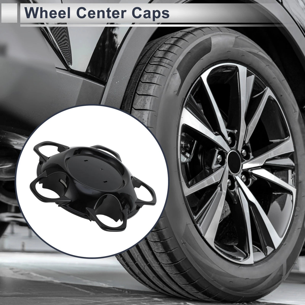 Wheel Center Caps Replacement for Toyota Tundra (2014–2021) Black Plastic 1Pc