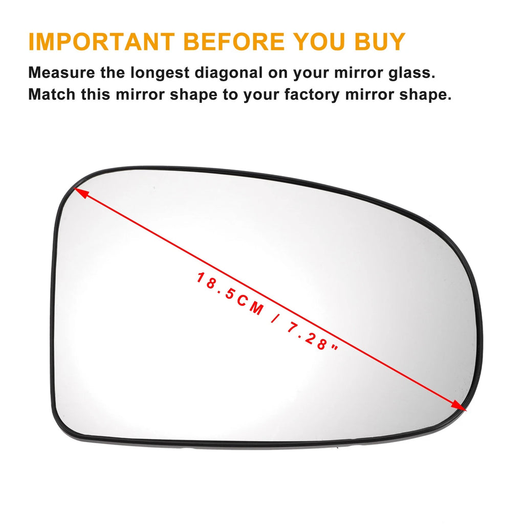 Right Side Mirror Glass with Back Heated Replacement for Toyota Prius (2009–2016)