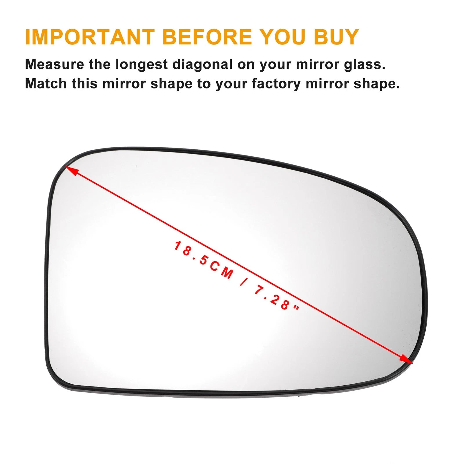 Right Side Mirror Glass with Back Heated Replacement for Toyota Prius (2009–2016)