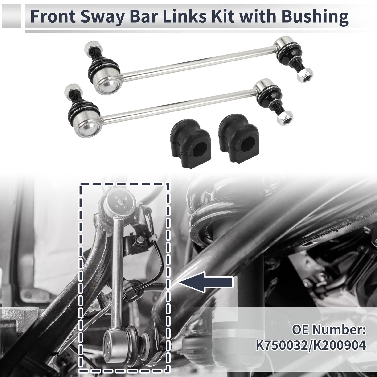 Front Stabilizer Bar Links 2pc with Bushings for Kia Magentis (2006–2010)