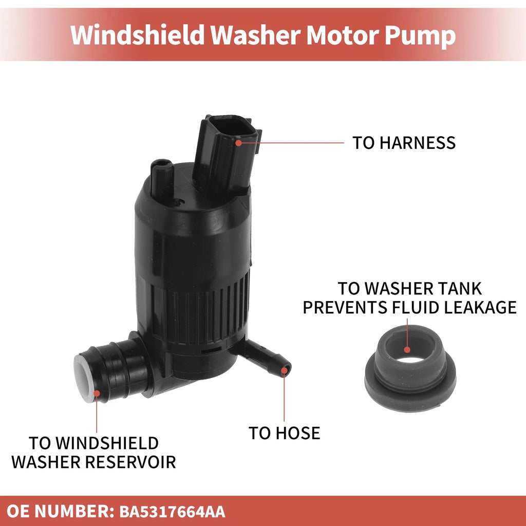 Windshield Washer Pump w/ Grommet for Ford (No.BA5317664AA)