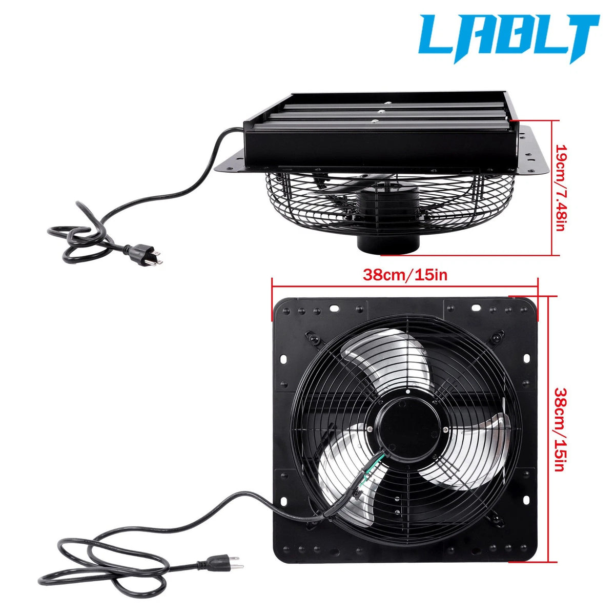 12'' Shutter Exhaust Fan for Wall-Mount Attic (1600RPM, 900CFM)