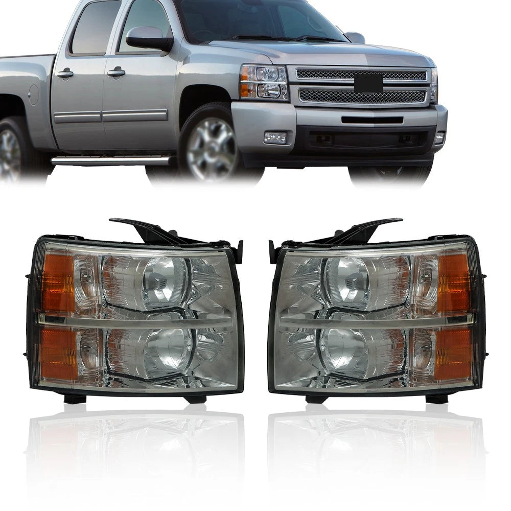 Smoked Halogen Headlights for Chevy Silverado 1500 2500 3500 (2007–2013)