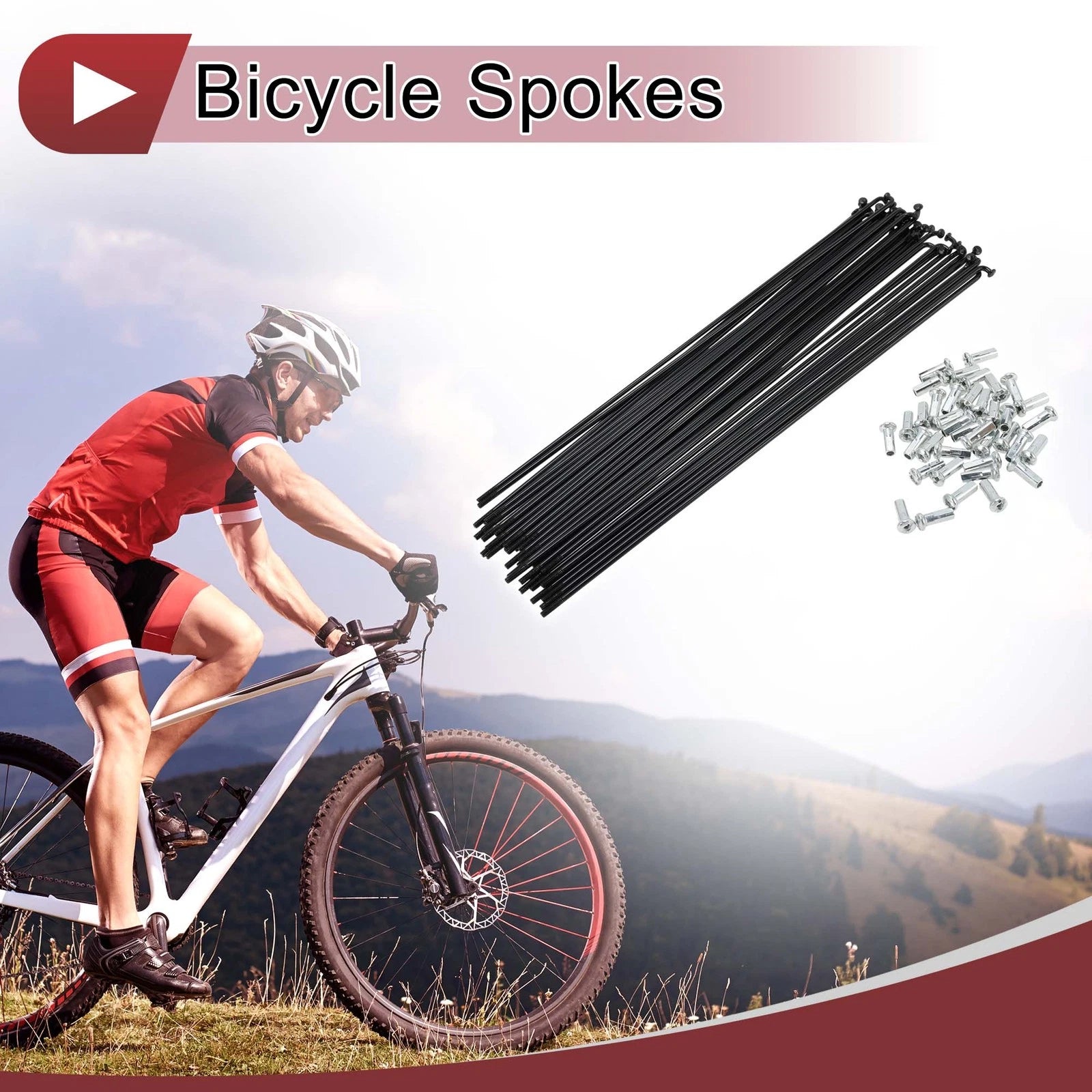 Bicycle Spokes Set 223mm Carbon Steel for 13G Wheel (38 Pack)