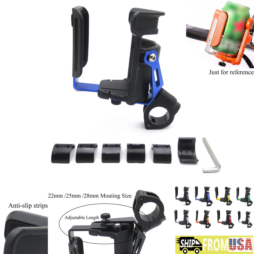 Adjustable Handlebar Cup Holder Mount for Motorcycle Bicycle (22mm 25mm 28mm)