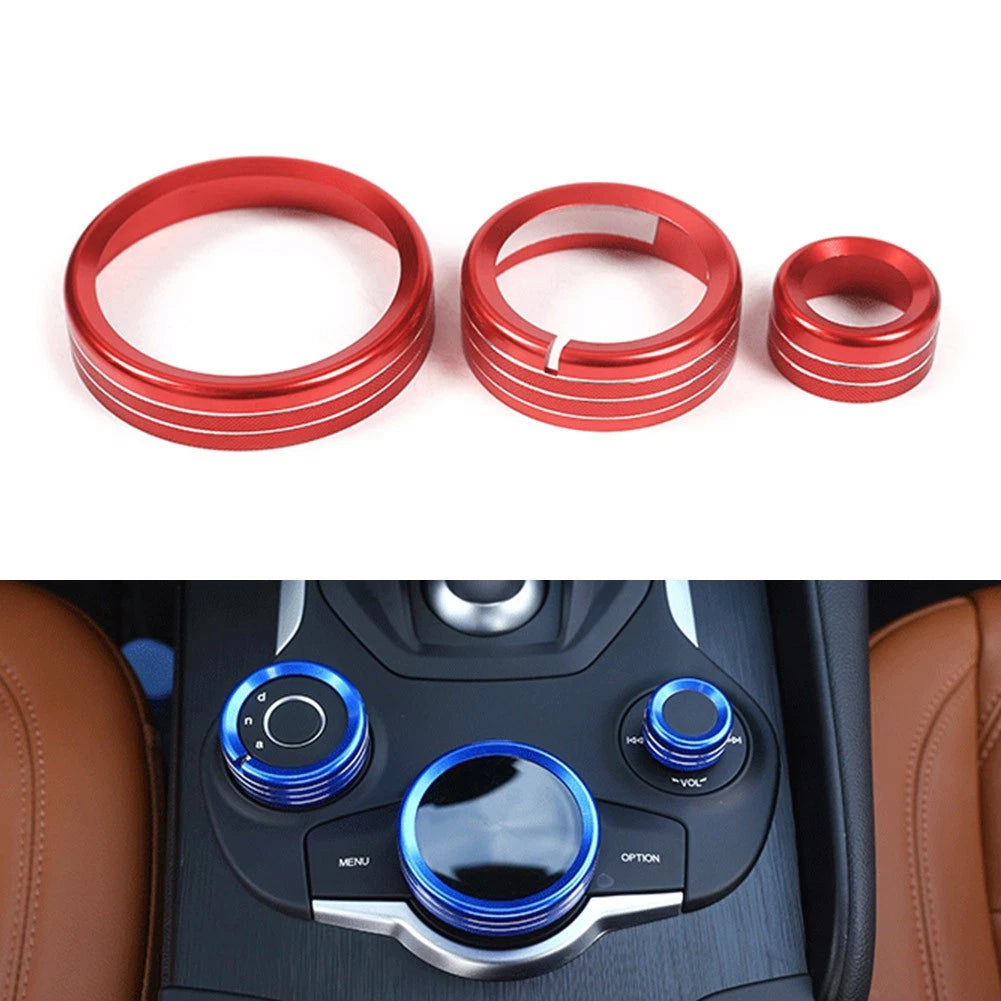 Central Control Multimedia Knob Ring ABS Red For Alfa Romeo Giulia Stelvio 17-19