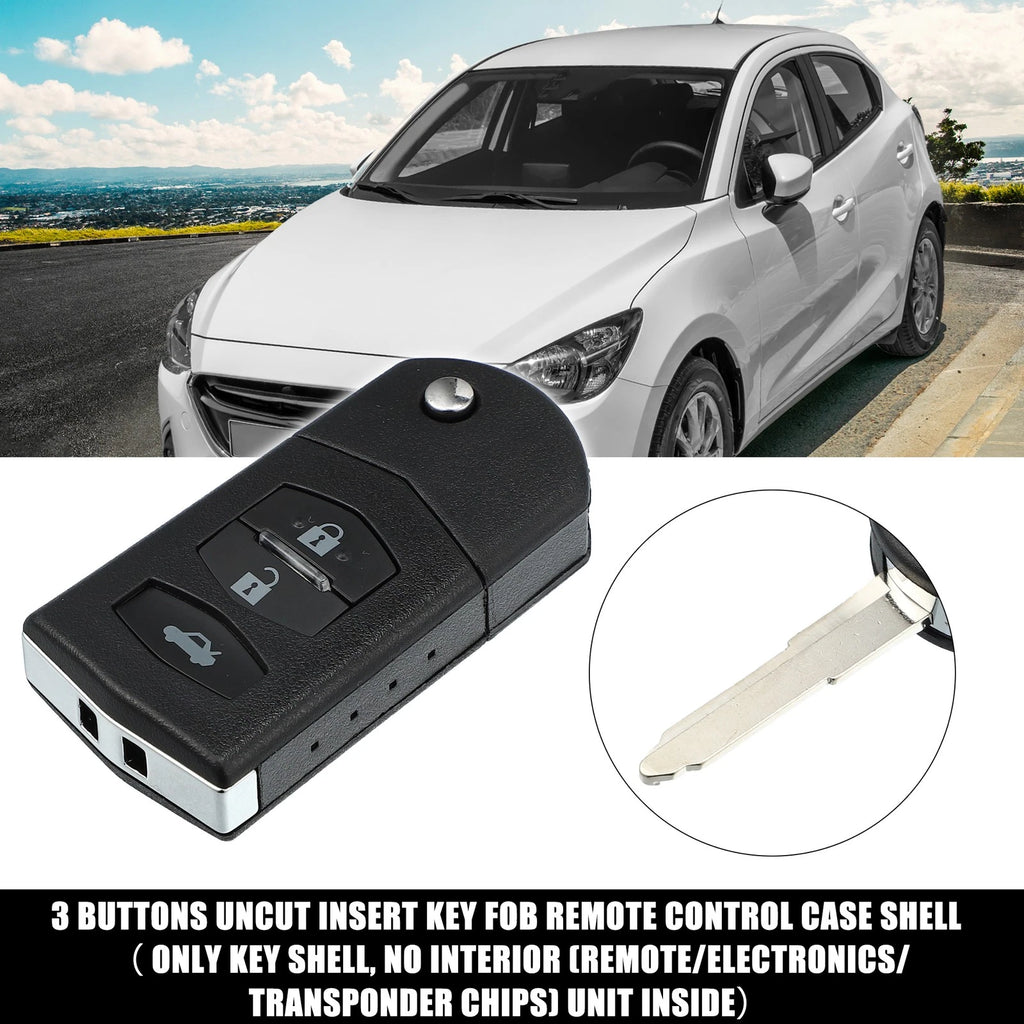 3 Button Key Fob Case Keyless Remote Shell Cover for Mazda (No Chip) (2000–2010)