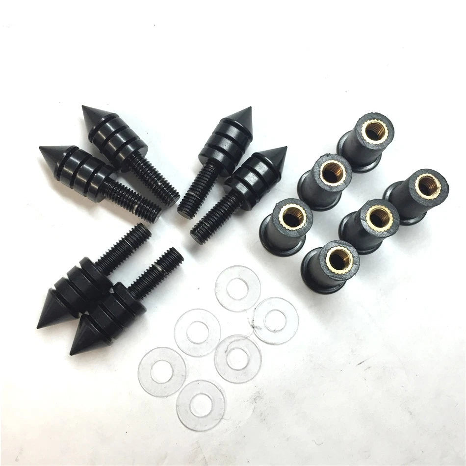 Black Spike Bolt Screws for Windscreen Fairing License Plate Mounting