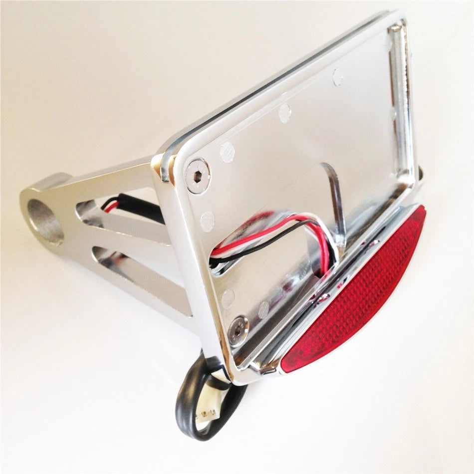 Side Mounted License Plate Assembly for Motor (Chrome, LED)